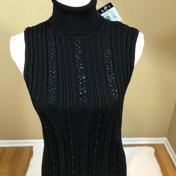 RQT Sweaters - R.Q.T Bling Turtleneck Sleeveless Sweater